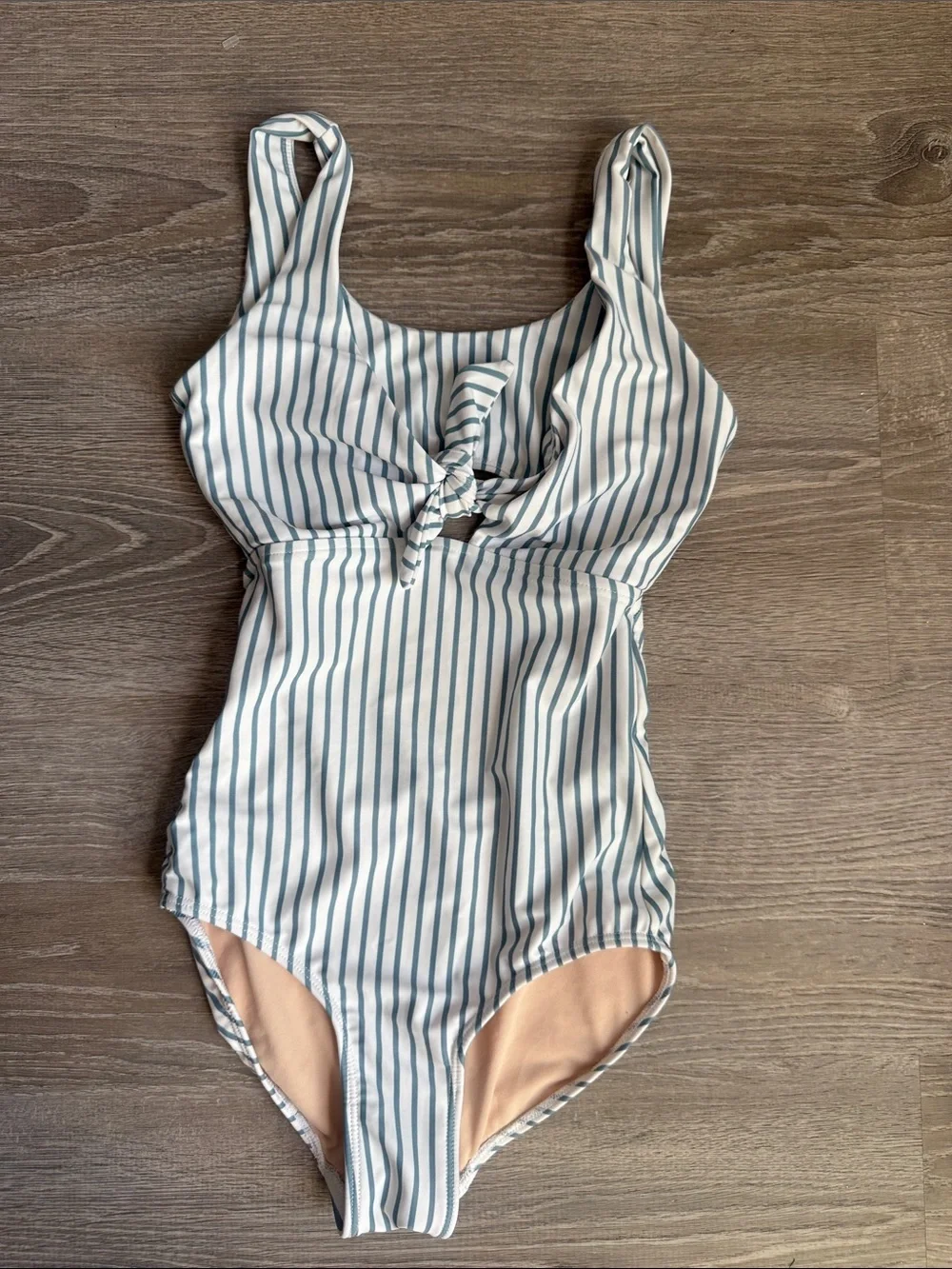 Albion Blue & White Striped Cutout One-Piece Swimsuit XXS